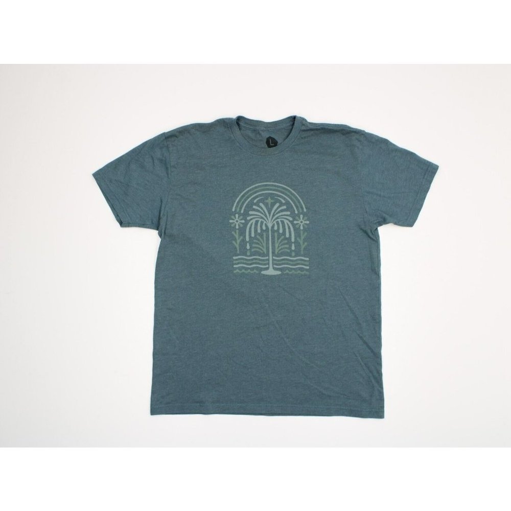 Wohven Mens Size Large Blue Short Sleeve Casual Cotton Graphic T Shirt